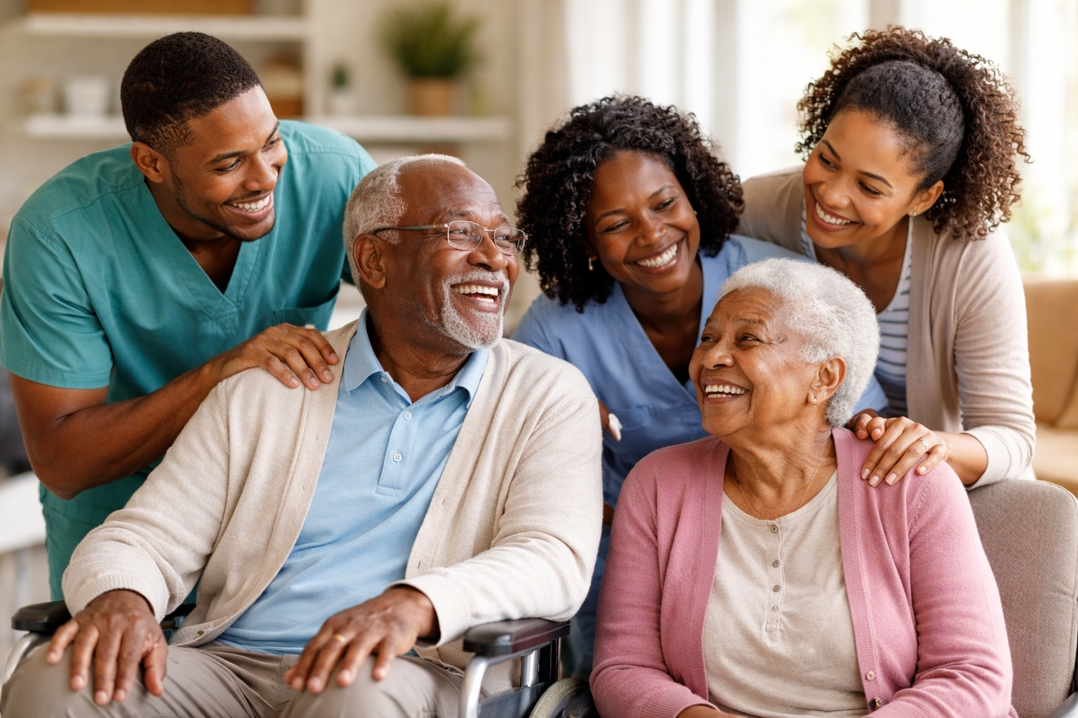 Caregivers supporting seniors